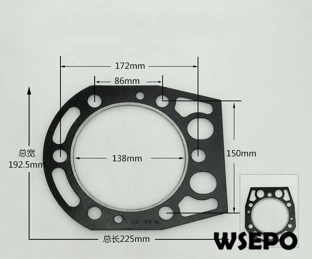 OEM Quality! Cylinder Packing/Head Gasket for ZS1125 4 Stroke Single Cylinder Small Water Cooled Diesel Engine