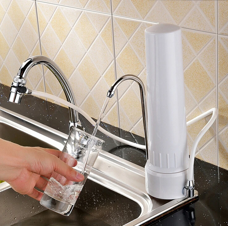 โต๊ะน้ำกรอง/เครื่องฟอกอากาศด้วยเซรามิคกรองน้ำเทียนรวม Carbon block, KDF และแคลเซียมซัลไฟต์