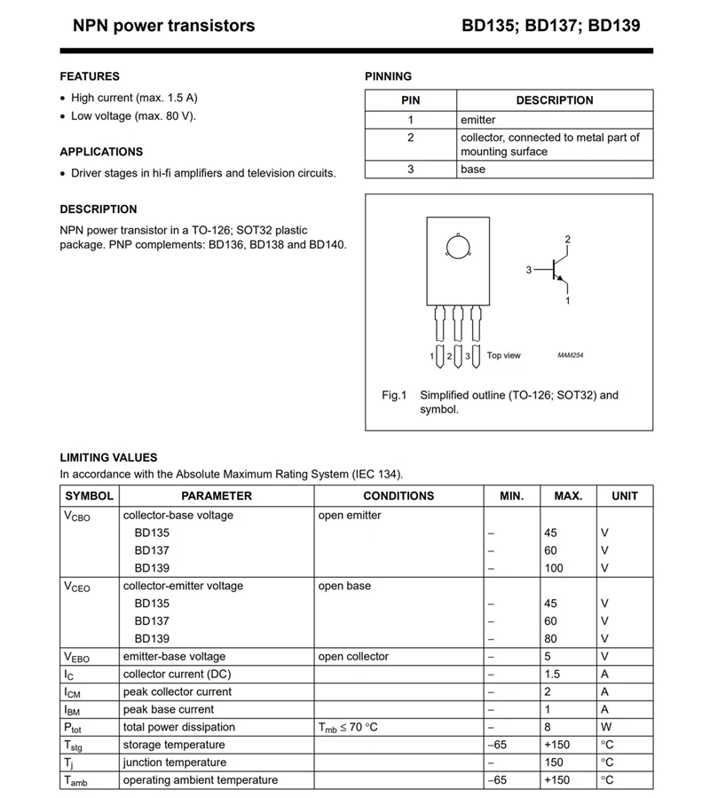 (20 قطعة) BD139 NPN ترانزستورات الطاقة TO-126 1.5A 80V مكونات إلكترونية متينة BD139 139