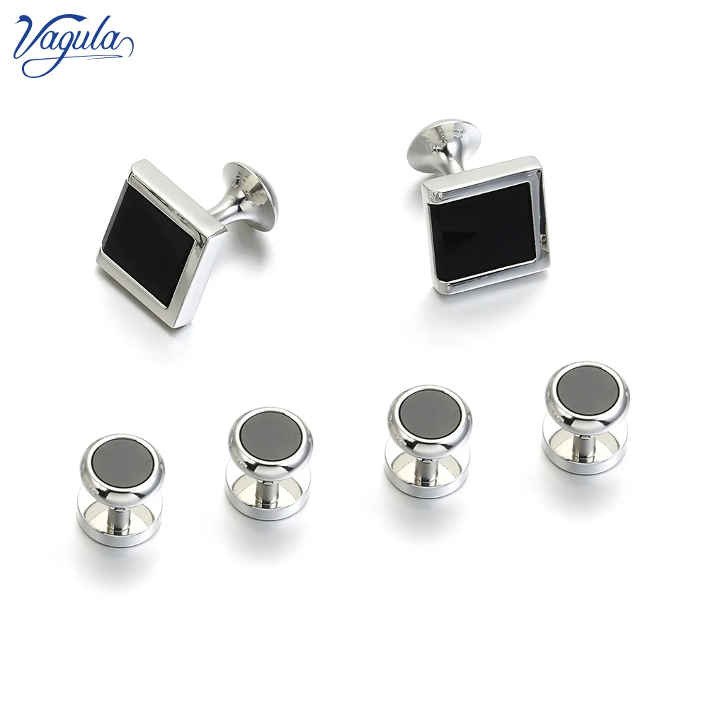 

VAGULA Classic Cufflink Collar Stud 6 Pcs Set Men Jewelry Spinki Tuxedo Gemelos Cuff link Wedding Gift 443