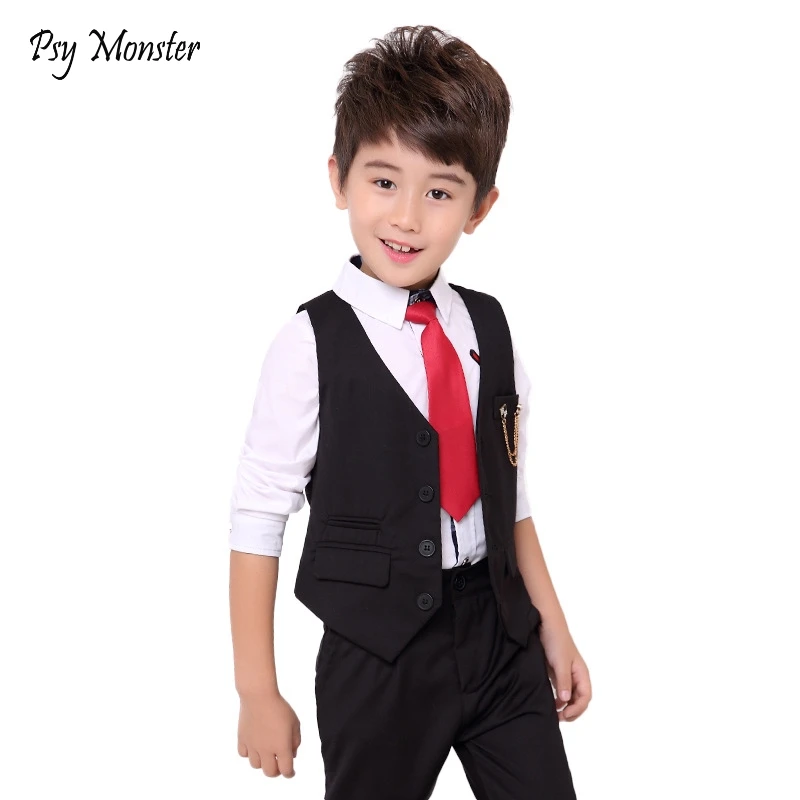 Suit For Boys Formal Tuxedo Dress Suits kids Weeding Sets Vest Pants 2pcs Children Flower Boys Birthday Costumes Clothing Set