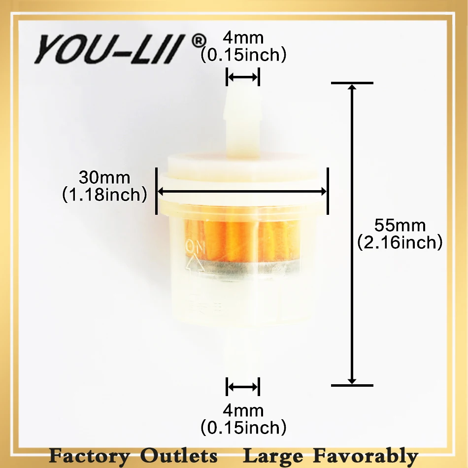 YOULII  New 10Pcs 4/25'' 4mm Hose Motorcycle Scooter Gasoline Filter Clear Inline Gas Fuel For Briggs&Sratton 493629 691035 etc