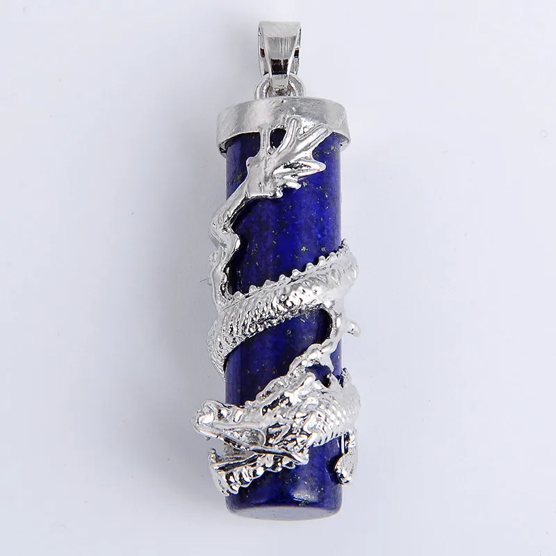 New Dragon Wrap Drop Natural Stone Tiger Eye Pendants Female Male Jewelry Blue white Quartz Gem Pendulum Amulet Jewellery