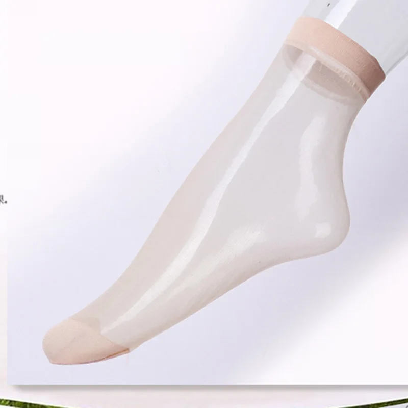 Chaussettes courtes en soie cristal transparent pour femmes, 10 pièces, été, sexy, ultra-mince, en nylon élastique, chaussettes pour femmes