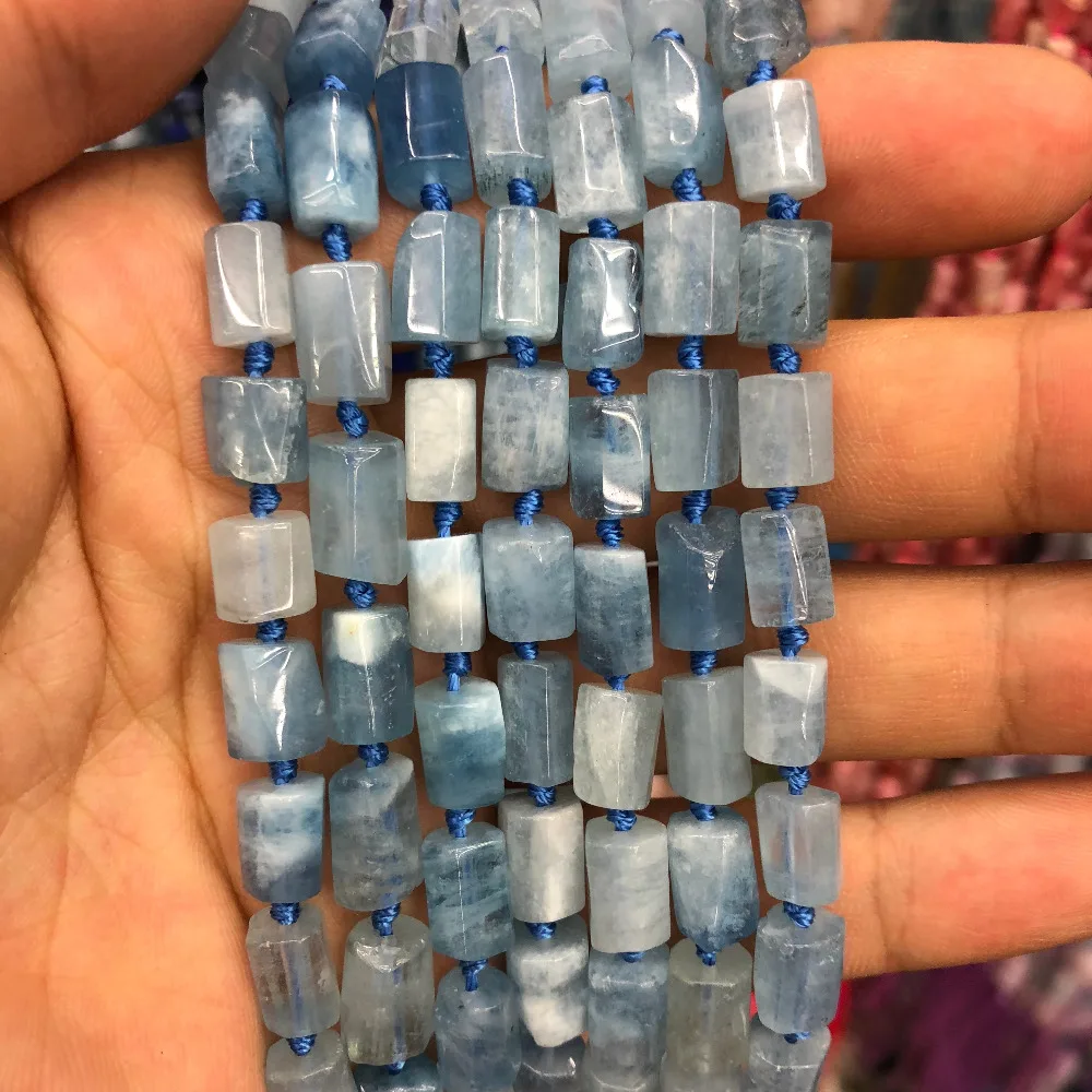 

Wholesale 3strings 15.5" Natural Aquamarine Loose beads,8x12mm Polished Raw Gem Stone Nugget Gem Jewelry Making Beads