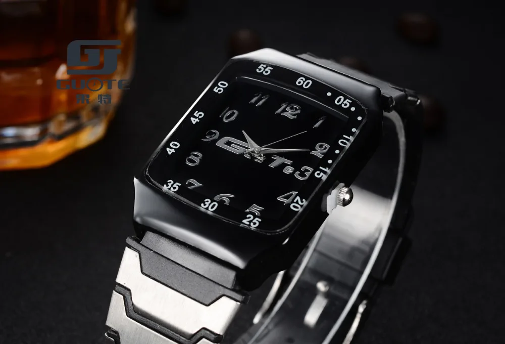 Top New Fashion Luxury Men Stainless Steel Strap Rectangle Quartz Watch Men Business Dress Watches Sports Watch Women Watches