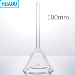 HUAOU 100mm Funnel Long Stem 60 Degree Angle Borosilicate 3.3 Glass Laboratory Chemistry Equipment