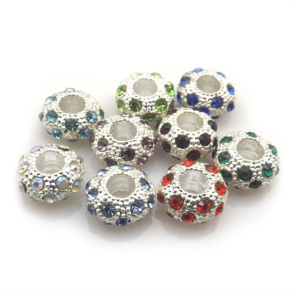 

Multicolor European Crystal Beads, Big Hole Beads Fit Charm Bracelet Free Shipping (24pcs/lot)