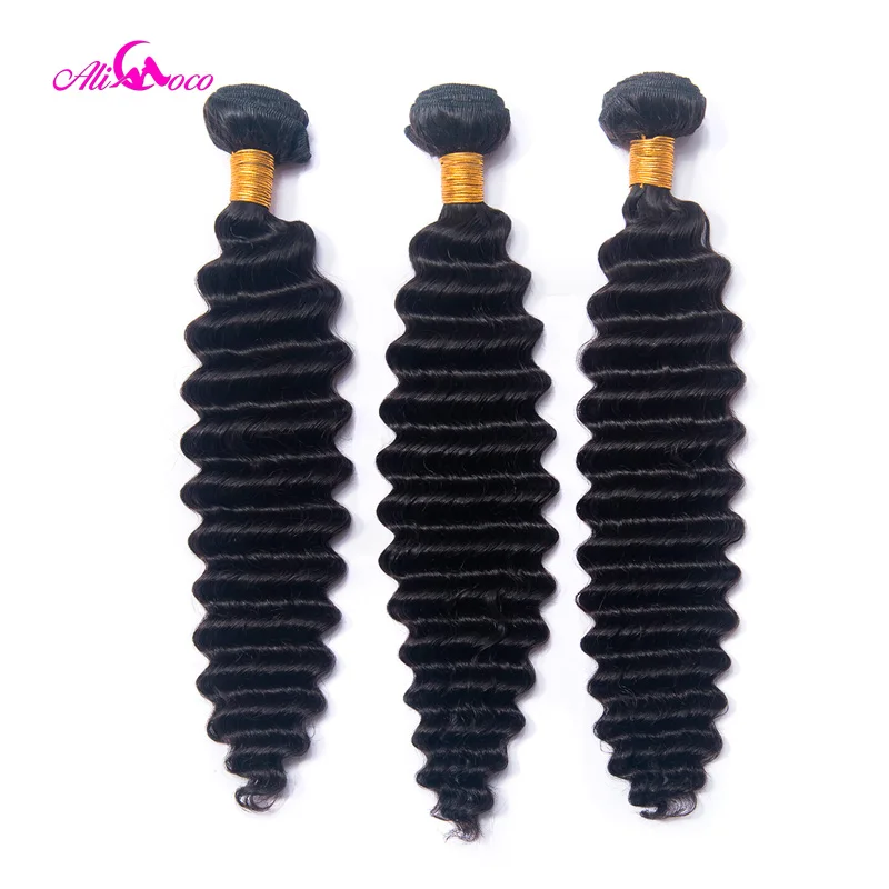 Ali Coco Indian Deep Wave Hair Bundles And Deal 8-30 Inch 100% Human Hair Weave 1/3/4 Bundles Natural Color Remy Hair Bundles