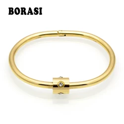 New Arrival Luxury Brand Pulseira Stainless Steel Crystal Bracelets & Bangles Gold Color Screw Love Jewelry Bracelet For Women