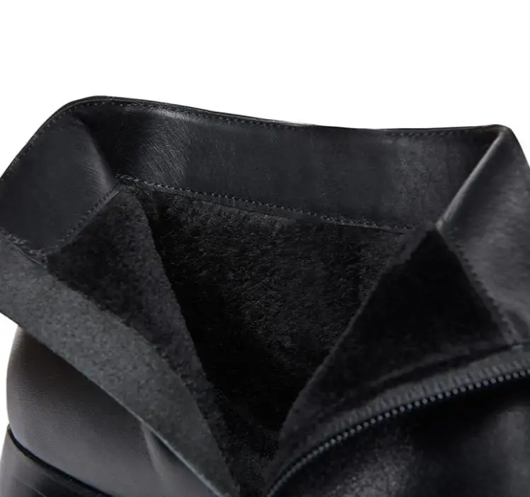 Autumn winter new mens 5 CM high heels warm genuine leather ankle boots shoes men business dress work boots black wedding shoes