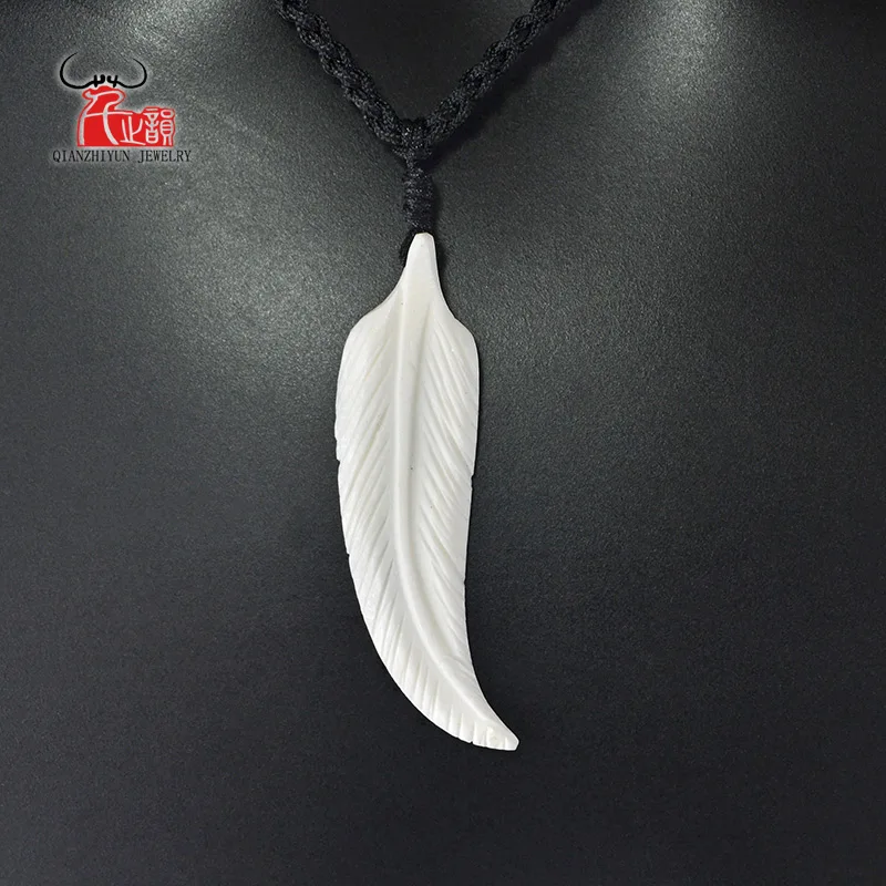 GX070 Maya pendant Primitive tribes Choker Handmade Carved Indian feather necklace man yak bone jewelry necklaces of surfing