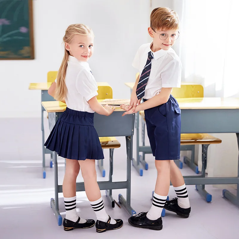 Uniformes de Maternelle pour Enfants Vêtements Scolaires d'Été pour Bol Uniforme Sвpour Enfants Vêtements de Classe Primaire Costumes de Chœur pour Garçons et Bol D-0631