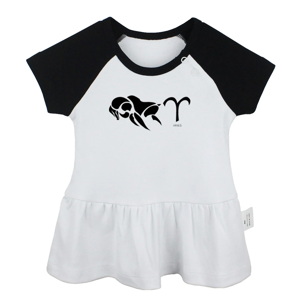 Constellation Aries Libra Taurus Scorpio Gemini Sagittarius Cancer Symbol Newborn Baby Girls Dresses Toddler Infant Clothes