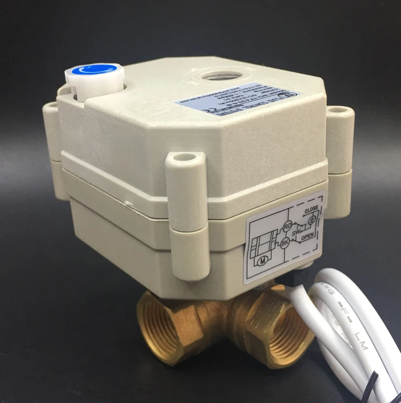 1/4'' Brass Valve DN8 2/3/5/7 Wires  Electric Water Valve DC12V or DC24V 3 Way T/L Type Horizontal Electric ball Valve