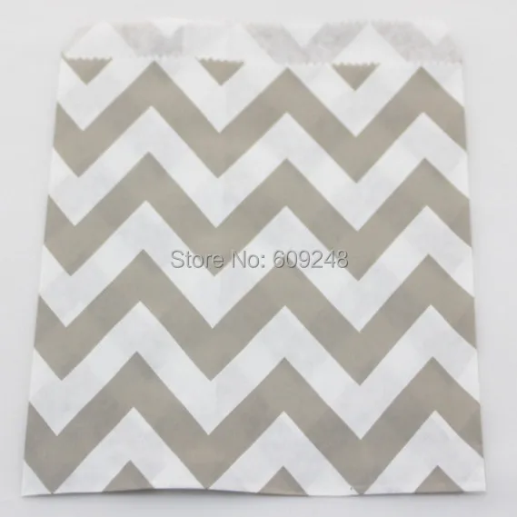 100pcs Mixed Colors Cheap Custom Buffet Candy Treat Grey Wide Chevron Paper Party Favor Gift Bags