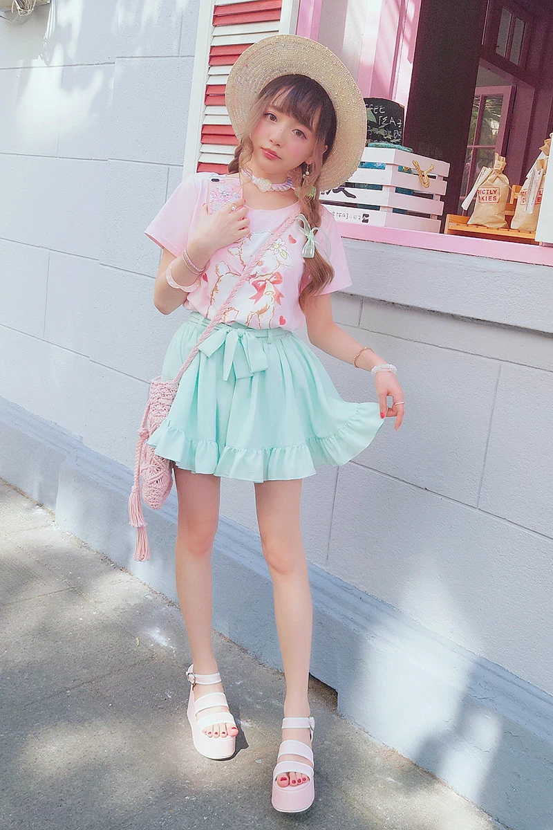 

Princess sweet lolita Bobon21 lolita style Macarons candy color umbrella skirt bowknot skirt B1481