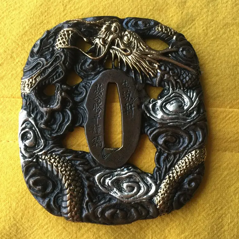 Handmade High Quallty Dragon Theme Tsuba Fitting For Japanese Katana  Sword Accessory Copper Guard