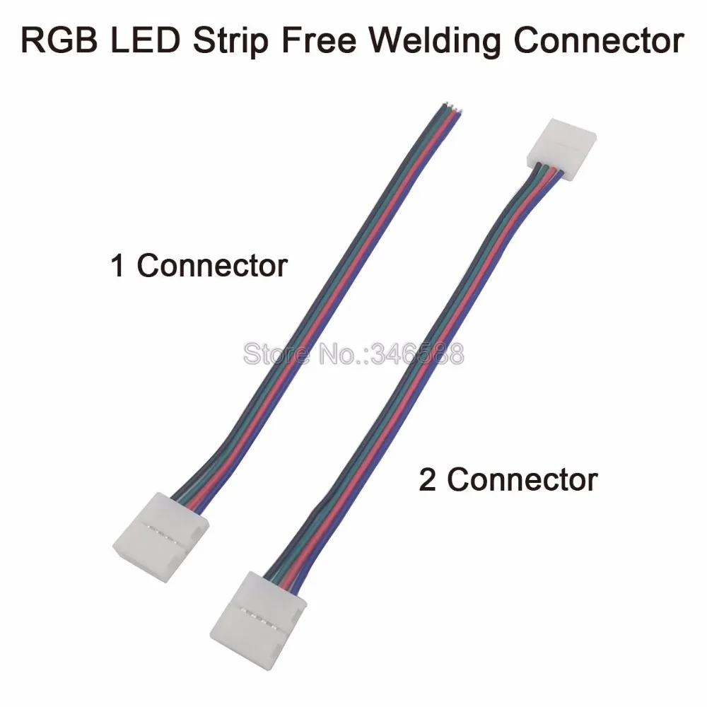 RGB LED Strip Connector 4pin 10mm Free Welding Connector with 15cm Wire Cable 5pcs/lot for Non-waterproof 5050 SMD RGB LED Strip