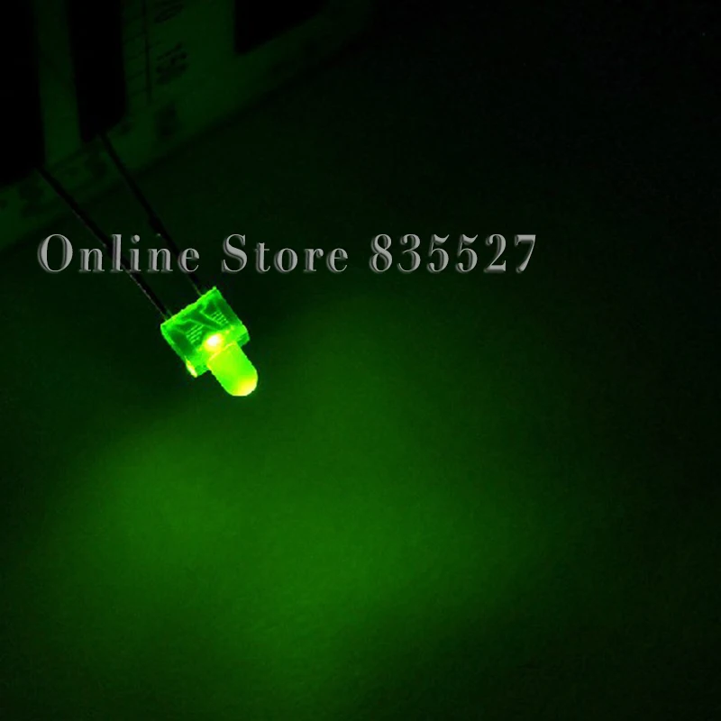 

1000PCS/LOT LED light-emitting diode 2MM green shell hair green light