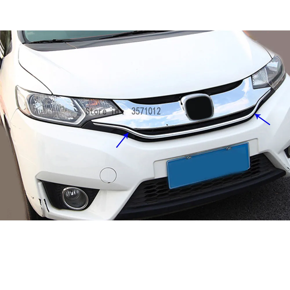 For Honda Fit Jazz 2014 2015 2016 2017 Car ABS Chrome Front Engine Machine Grille Grill Network Hood Stick Lid Trim Lamp Frame