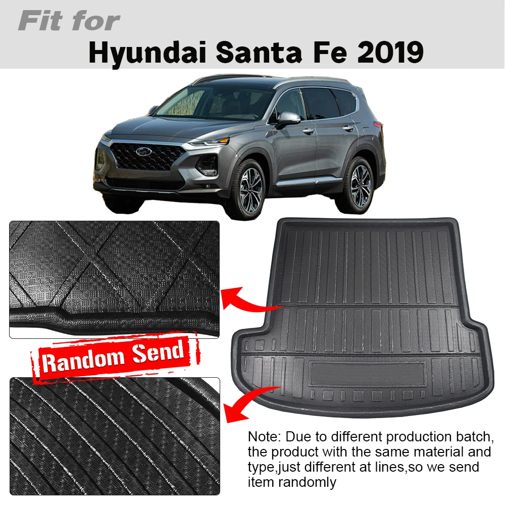 Buildreamen2 Car Styling Tail Trunk Mat Tray Boot Liner Floor Cargo Carpet Mud Pad For Hyundai Santa Fe 2019 2020 2021