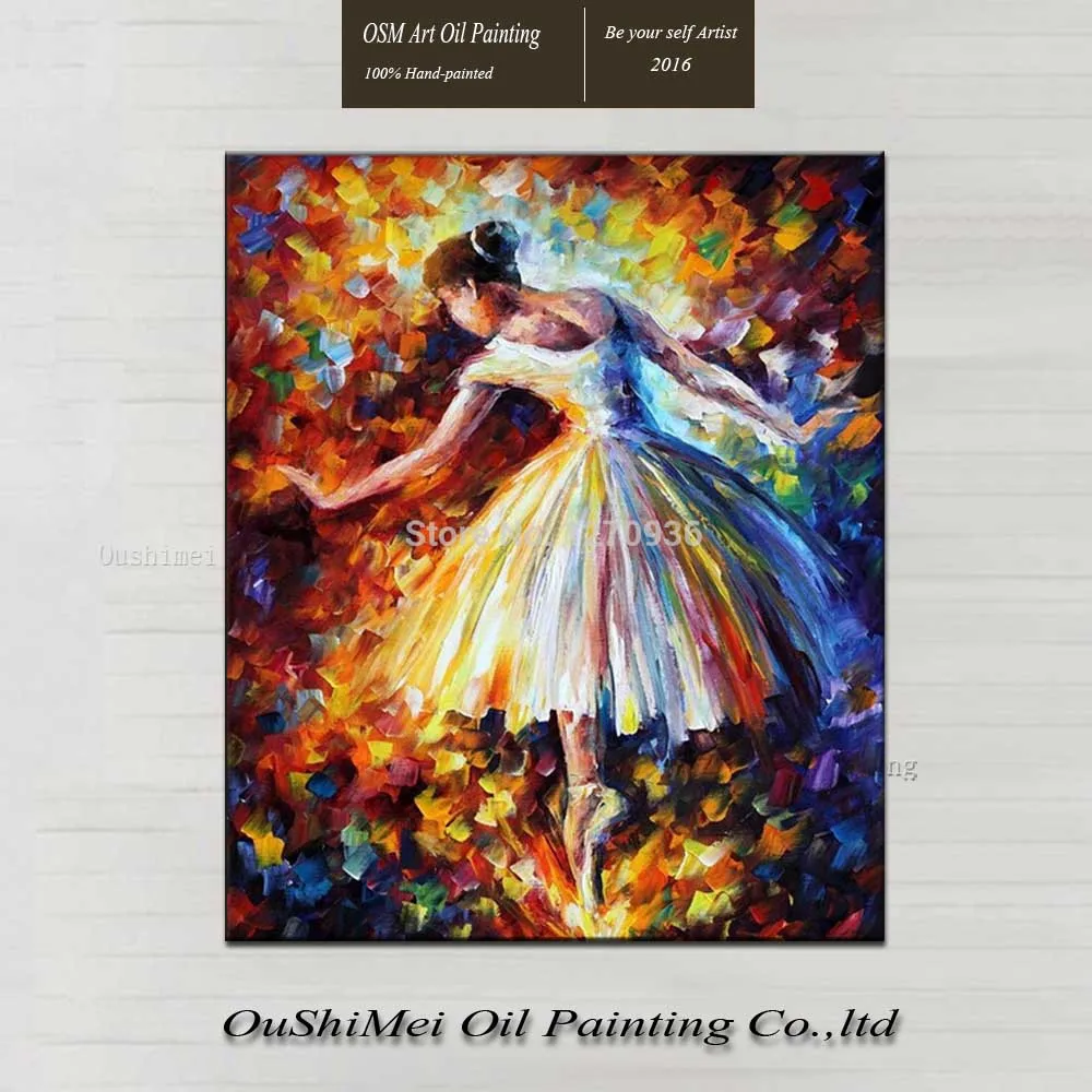 

Hand Painted Colourful Knife Ballet Portrait Painting Fine Wall Art Abstract Sexy Dancer Dancing Oil Painting on Canvas