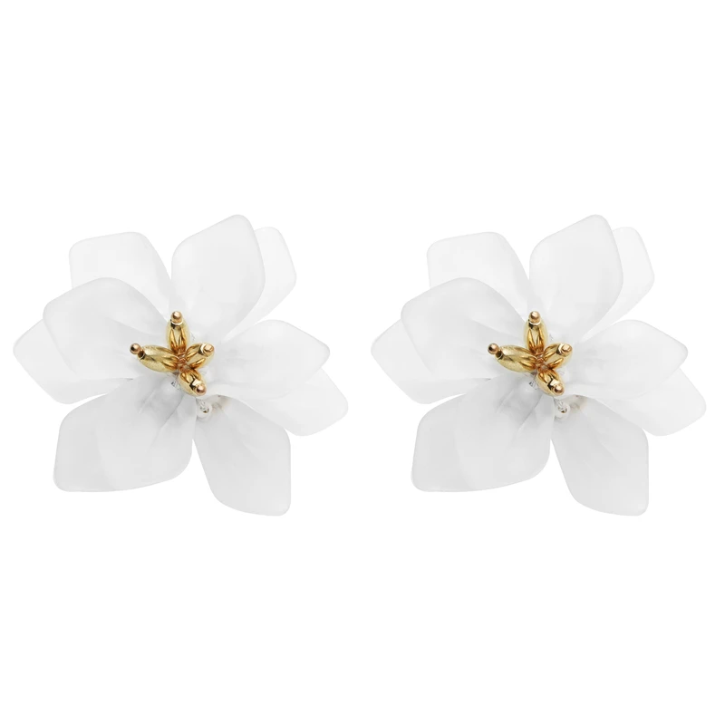 Wuli & Baby-Pendientes de flor grande para mujer, flores grandes de acrílico, color blanco, naranja, verde, aretes para vacaciones