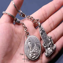 New fashion rose Fatima key chain car key chain, Madonna Fatima keychain cross key chain men and women backpack pendant.