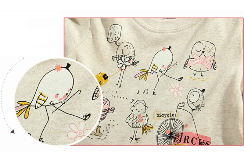 Autumn Winter 100% Cotton Kids T Shirt Cartoon Bird Long Sleeve Baby Boys Girls T-Shirt Children Pullovers Tee Boys Clothes