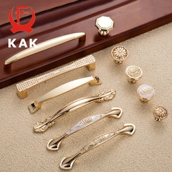 KAK 5 pieces Champagne Gold Door Handles Zinc Alloy Cabinet Handle Drawer Knobs European Wardrobe Pulls Kitchen Furniture Handle