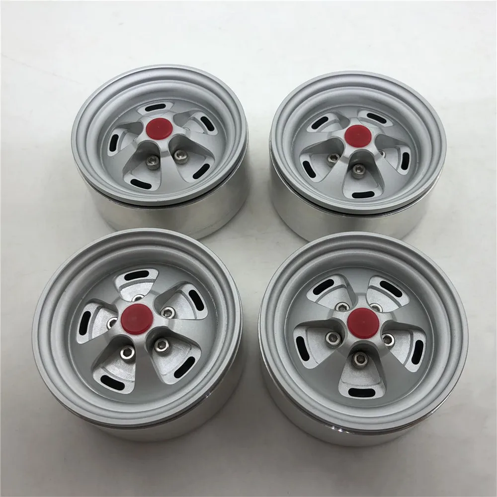 4pcs 1.9 Beadlock Wheel Rim for Axial SCX10 II 90046 1/10 RC Crawler Car For Traxxas TRX4 D90 RC Car Part Matte Silver Wheel Rim