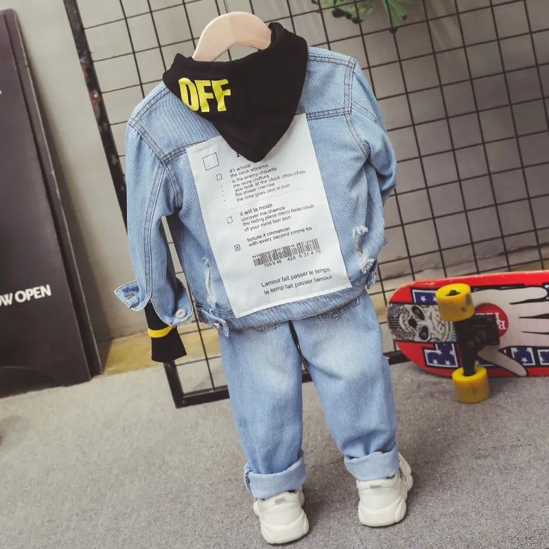 Kids Clothes Boys Long Sleeve Denim Jacket + Hoodie + Jeans 3pcs Sports Suit, Hot Sale New  Casual Boys Clothing Set 2-7Year