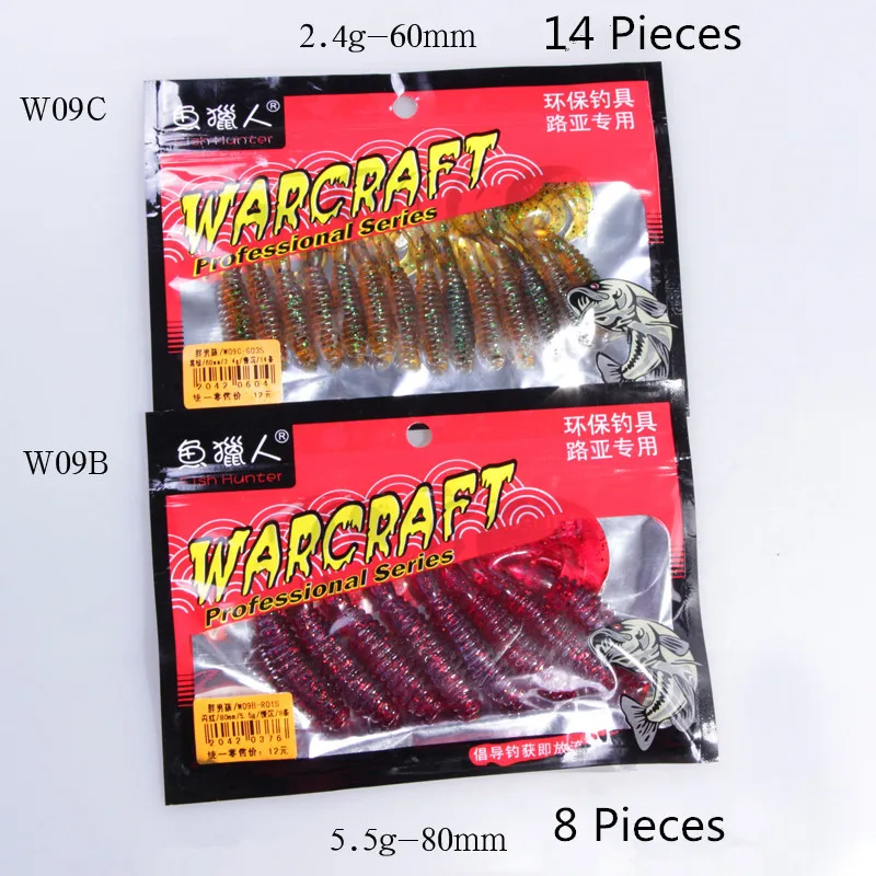 Warcraft Fishing Lure Soft Bait Worm Fresh Salt Water Single Tail Grub Artificial Lures TEXAS RIG Jig Head 8cm 11cm