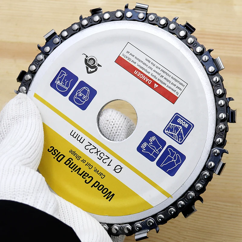 5 인치 그라인더 체인 디스크 조각 도구 컷 강철 체인 나무 조각 디스크 125x22mm 앵글 그라인더 연마재