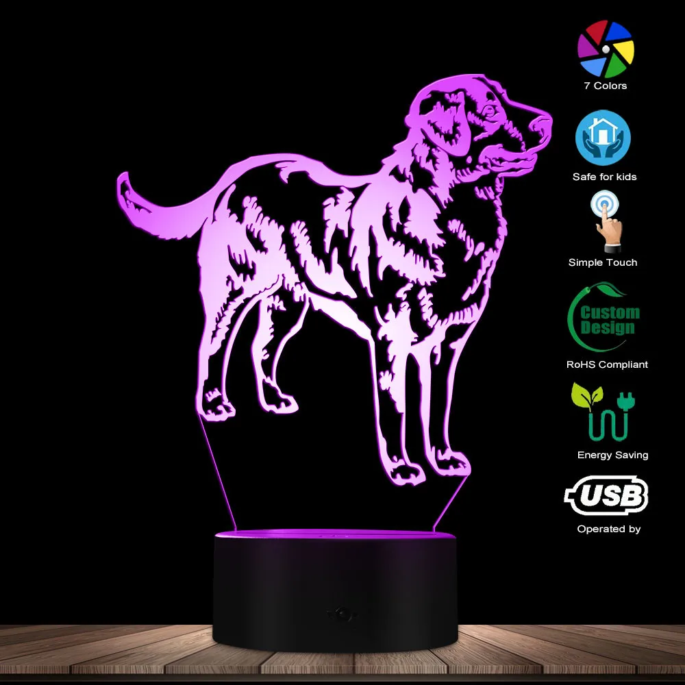 3D Swiss Bernese Mountain Dog Breed Shape Modern Design Customize Name Home Decor LED Illusion Night Light Pet Puppy Sleepy Lamp