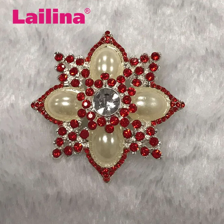 

Silver Plated Red Rhinestone Crystal and Pearl Bouquet Flower Brooch Pin