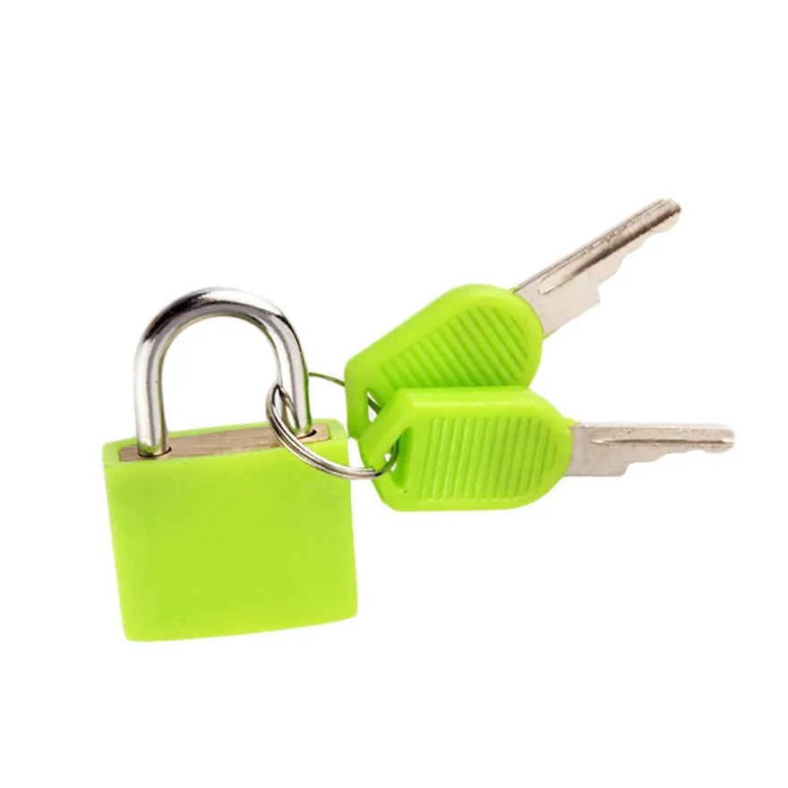 Mini forte aço impermeável cadeado, viagem mala diário bloqueio, caixa de plástico colorido, decoração do caso, pequeno, 2 chave, 30x23mm, 1pc