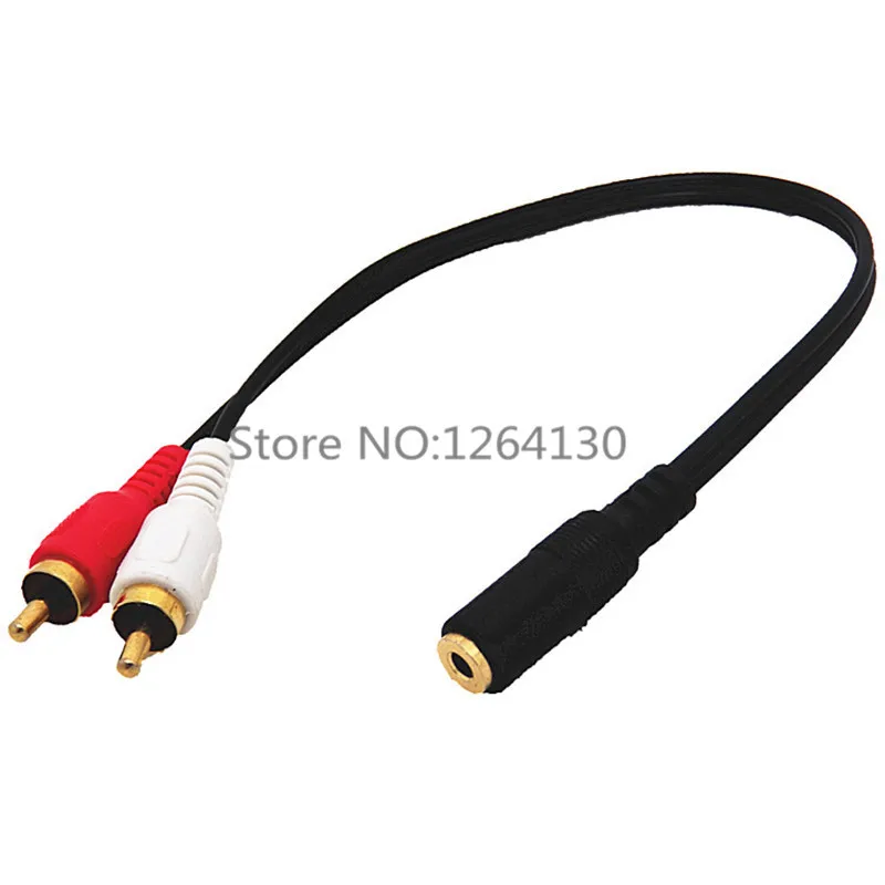 3.5MM to RCA Cable Gold Plated Black 3.5mm Male to 2RCA Female Audio Cable Aux Cable for Laptop/Cellphone/MP3/DVD 0.25M