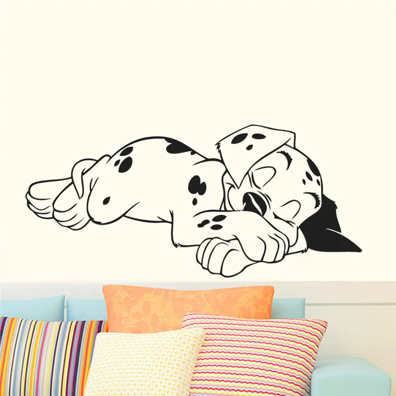 Lovely Sweet Dream Dalmatian Dogs Wall Stickers Pet Puppy Vinyl Wall Decal Mural Poster Children Nursery Kids Bedroom Decor