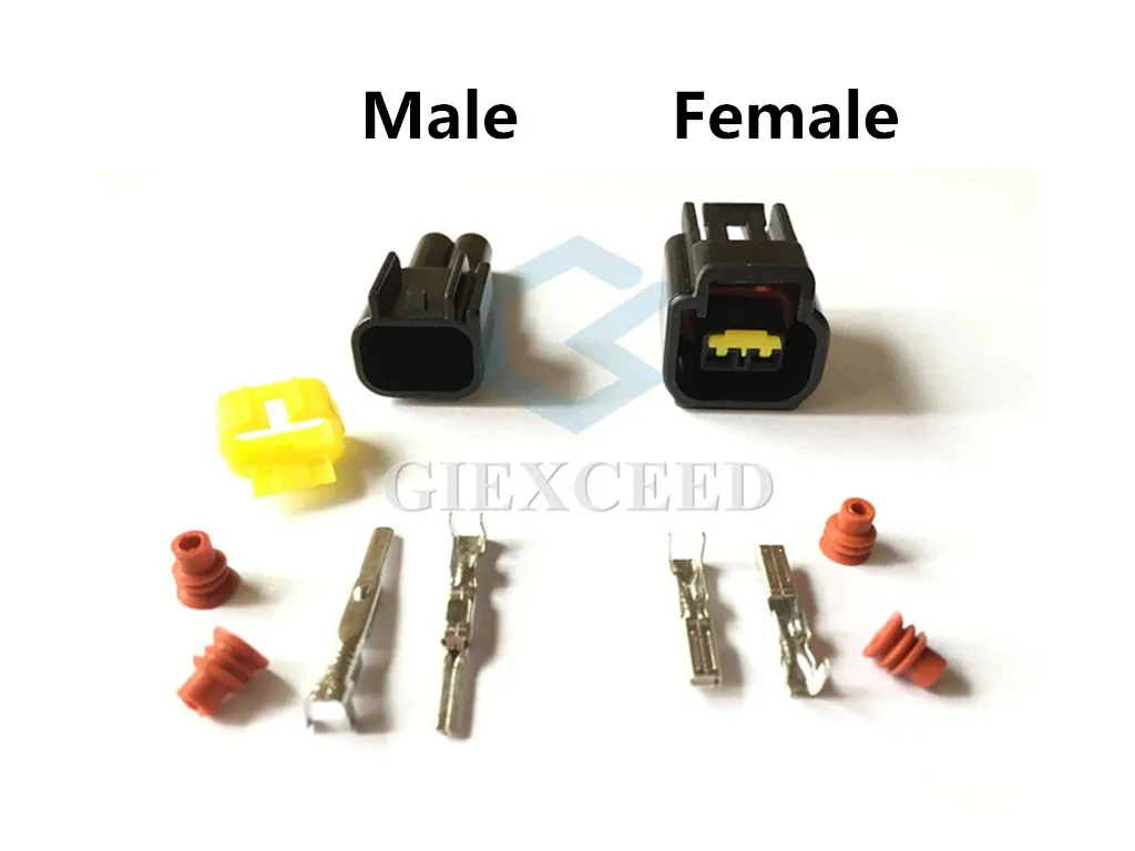 2 Sets 2 Pin AC Assembly FW-C-2F-B FW-C-2M-B Ignition Coil Socket Auto Connector Wire Harness Waterproof Plug For Ford Focus