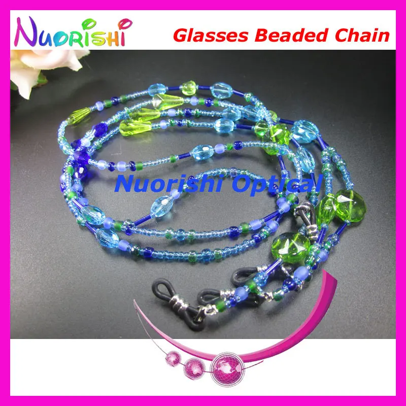 

1/5/10pcs Nice Blue Glass Beaded Eyeglass Sunglass Eyewear Spectacle Chain Cords Lanyard free shipping L854