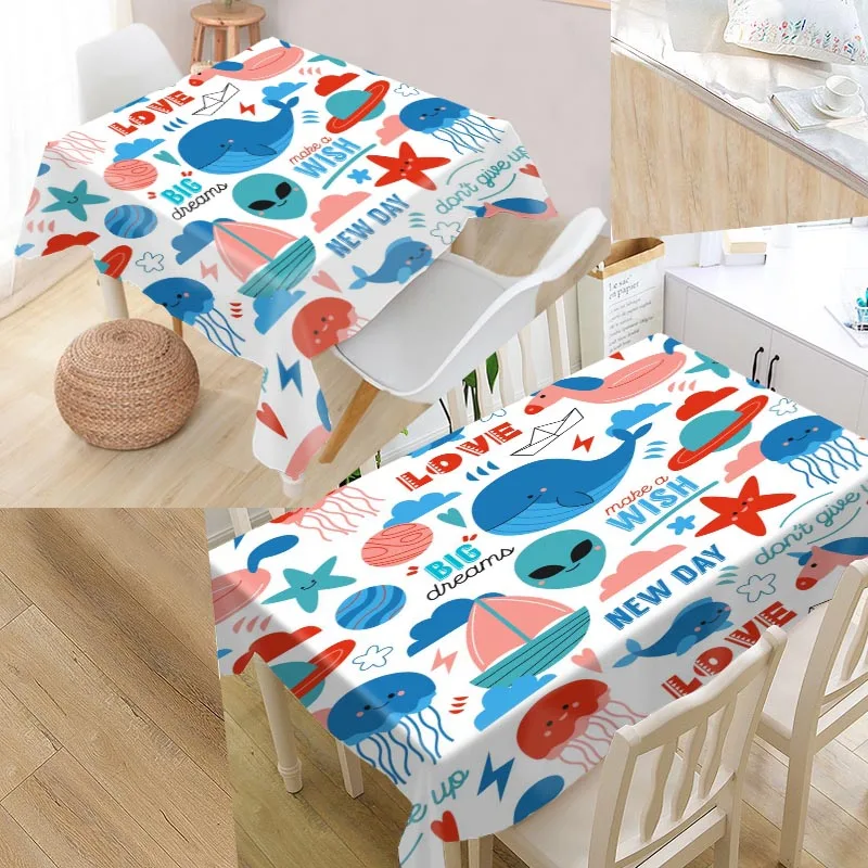 

New Cartoon Octopus Table Cloth Oxford Fabric Waterproof Oilproof Table Cover For Wedding Children Party Decoration Cover