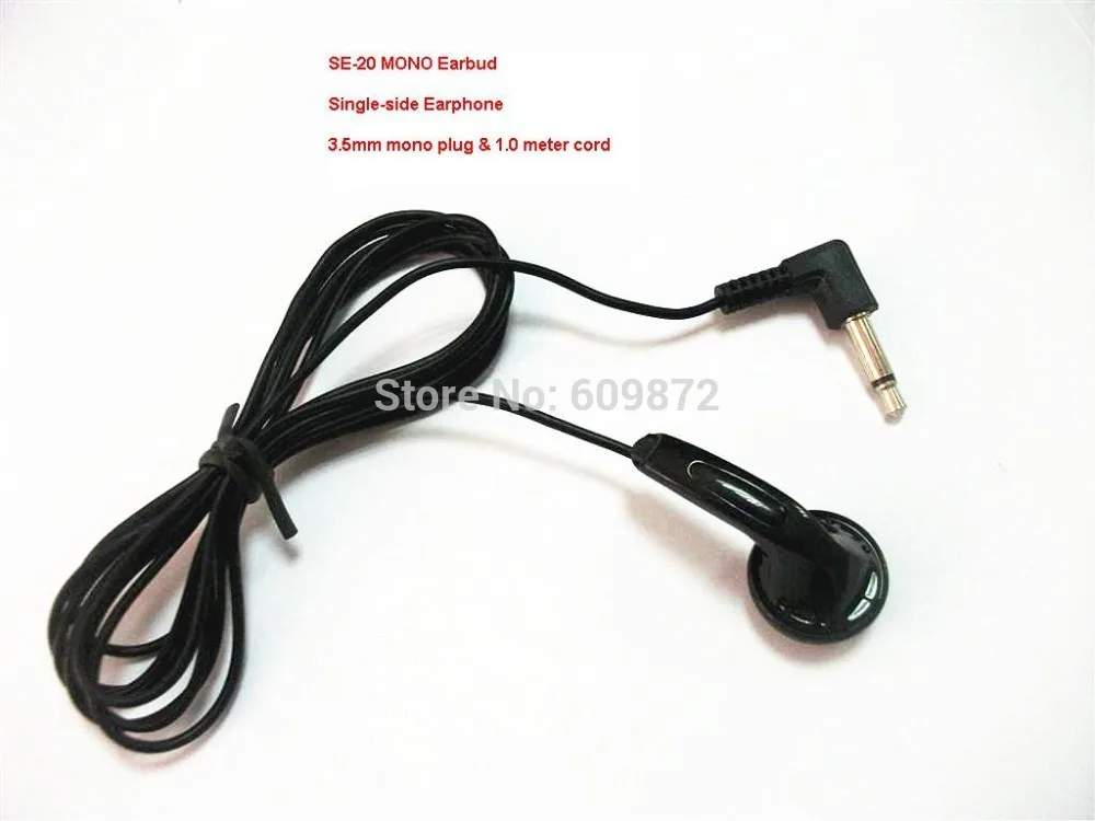 Linhuipad Single-side MONO earphones, Economical Earbuds for buses & trains , 100 pcs per lot , 1.0M , Fedex Shipping