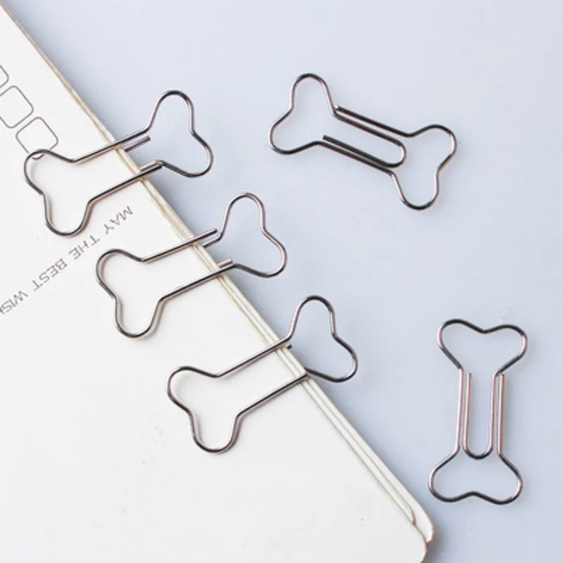 Silver bone clip style paper clip shaped paper clips dog love bone shaped paperclips for planner and diary book