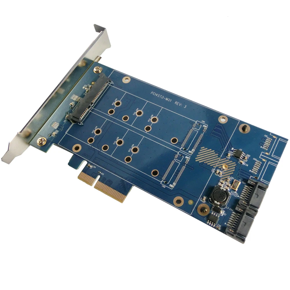 

PCIe X4 to 2.5" SATA +m.2+2Port SATA3.0, SATA Riser Card PCIe to SATA 2.5" SSD Adapter PCIe to M.2 Converter With RAID Function