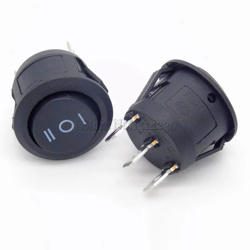 2024 Hot Sale High Quality Rocker Switch Black 3 Position SPDT Snap-in ON-OFF-ON 3 Pin Round Switch 10A/125V 6A/250V AC