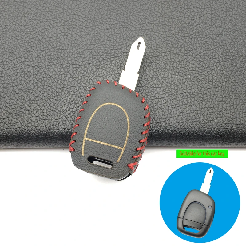 Genuine Leather key car cover body replacement In the form of a shell for Renault Twingo Clio Master Kango 1 Buttons key case