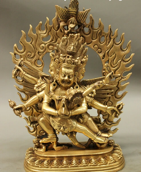 

wholesale factory 10" Tibet Brass Buddhism Mahakala Wrathful Heruka Vajrakilaya Buddha Statue