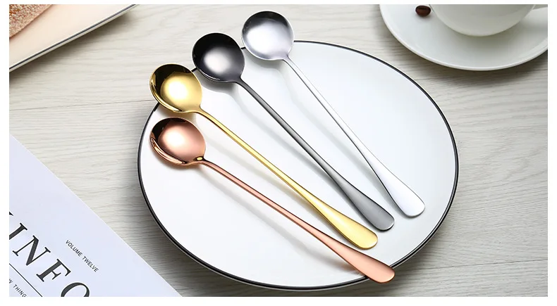 1PC Stainless Steel Delicate Long-handled Students Stirring Korean Lovely Spoons Long Handled Tableware Icecream Spoon PB 005